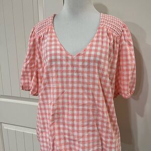J. Crew Pink Gingham Blouse